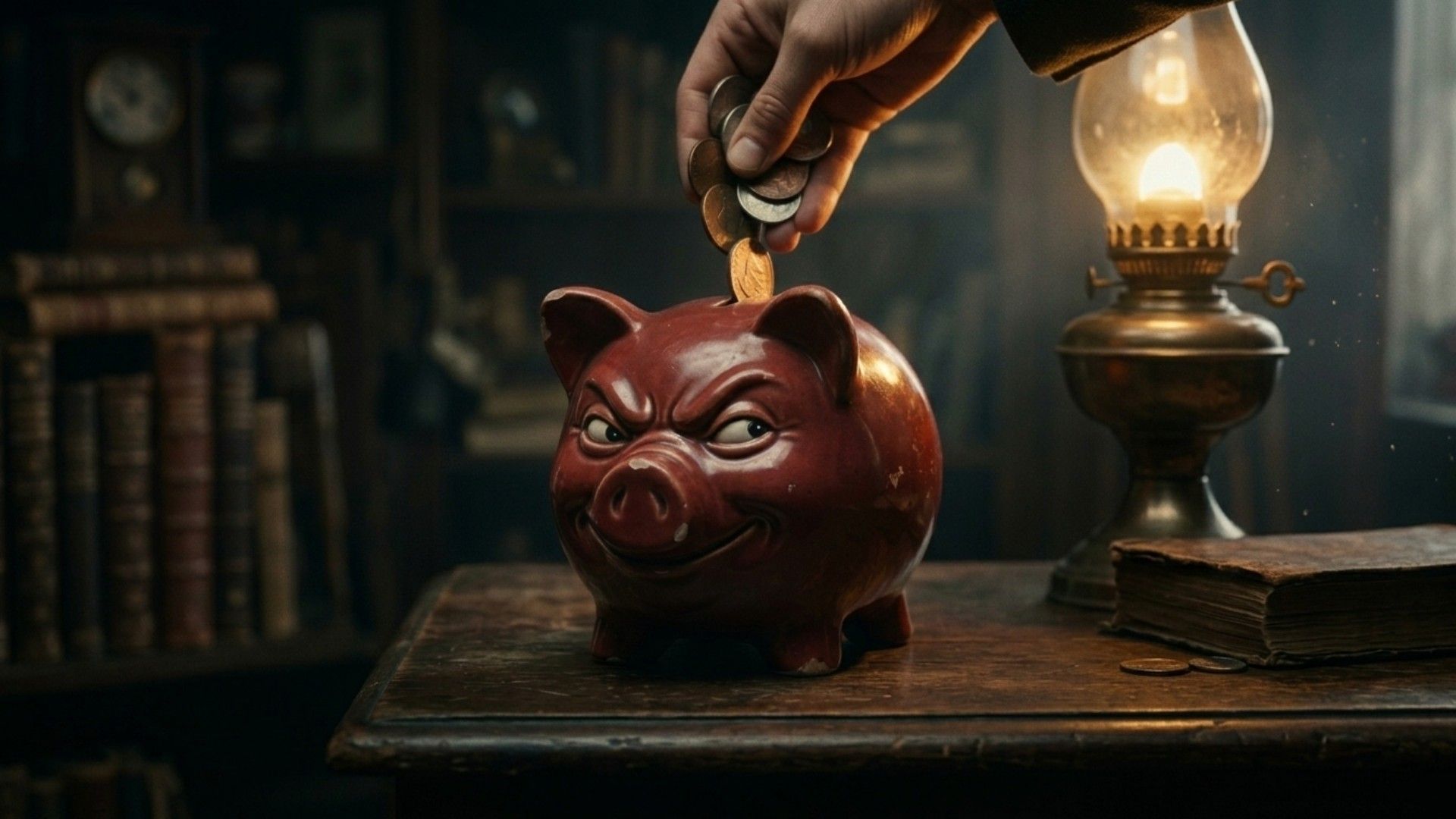 Cofrinho de porquinho sobre uma mesa, simbolizando a poupança tradicional e seus baixos rendimentos.